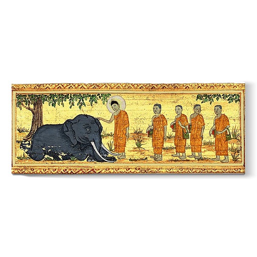 Miracle de l'éléphant furieux à Rajagriha (détail) (stretched canvas)