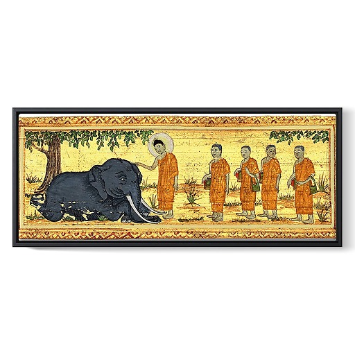 Miracle de l'éléphant furieux à Rajagriha (détail) (framed canvas)