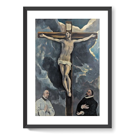 Le Christ en Croix adoré par deux donateurs (détail) (affiches d'art encadrées)