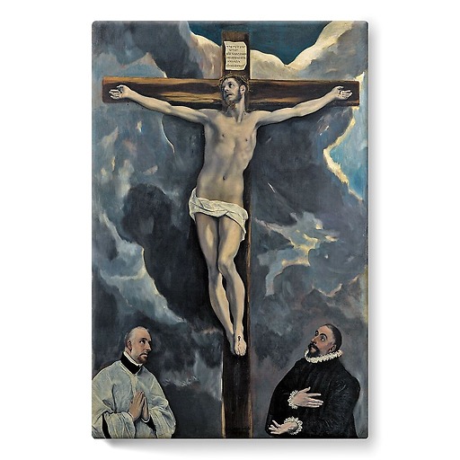 Le Christ en Croix adoré par deux donateurs (détail) (stretched canvas)