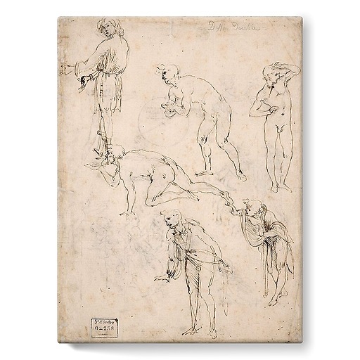 Études de personnages pour l'Adoration des Mages, vers 1480-1481 (stretched canvas)