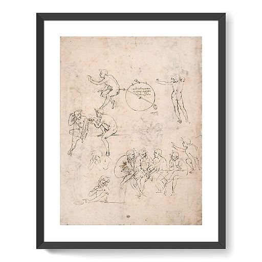 Études pour une Cène et différents personnages, une Vierge à l'Enfant et un hygromètre (framed art prints)