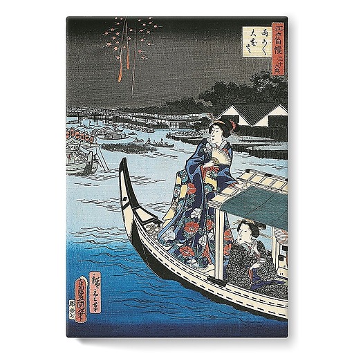 Femme dans une barque durant une fête (stretched canvas)