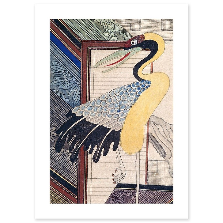 Paravent aux livres (Chaek'kori) (détail), le héron (art prints)