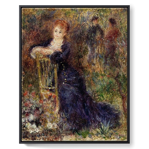 Jeune femme assise dans un jardin (framed canvas)