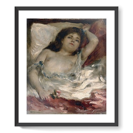 Femme demi-nue couchée: la rose (affiches d'art encadrées)