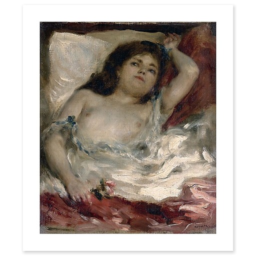 Femme demi-nue couchée: la rose (canvas without frame)