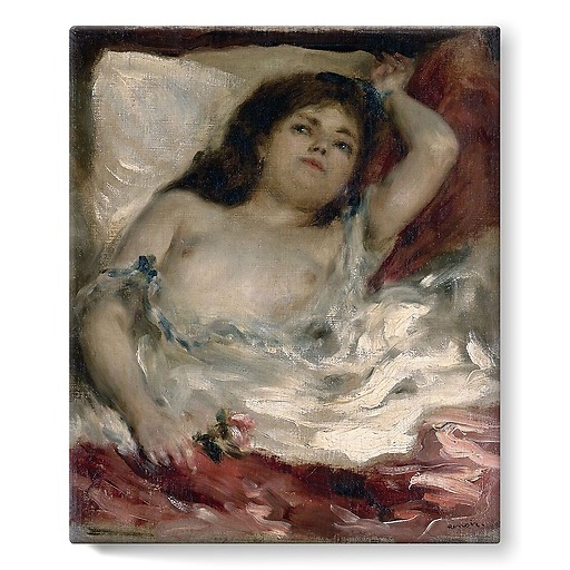 Femme demi-nue couchée: la rose (stretched canvas)