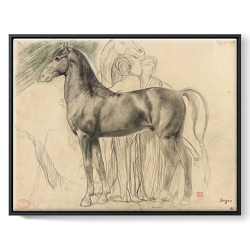 Cheval de profil à gauche et deux femmes retenant un cheval, étude pour Sémiramis construisant Babylone (framed canvas)