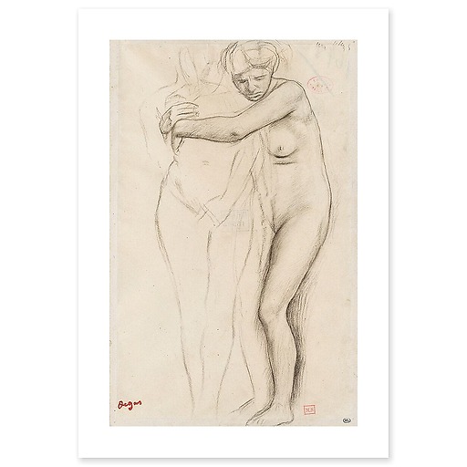 Femme nue, enlaçant une figure à sa droite, étude pour Scène de guerre au Moyen Âge, dit à tort Les Malheurs de la ville d'Orléans (art prints)