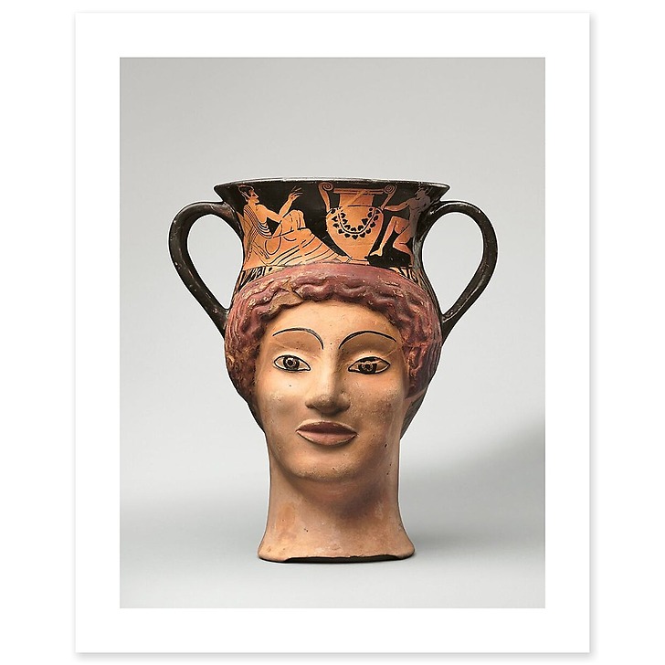 Canthare-vase plastique en forme de tête de femme à figures rouges (affiches d'art)
