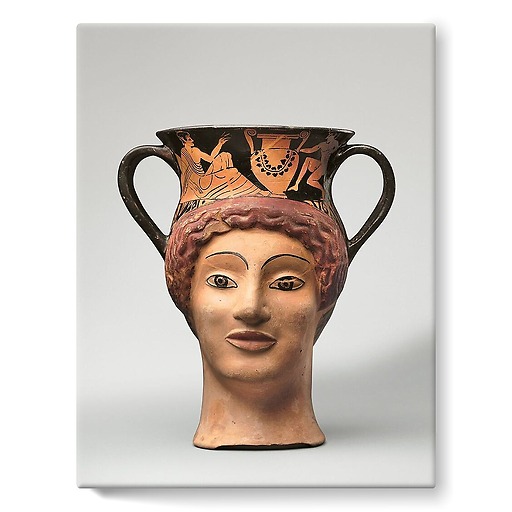 Canthare-vase plastique en forme de tête de femme à figures rouges (toiles sur châssis)