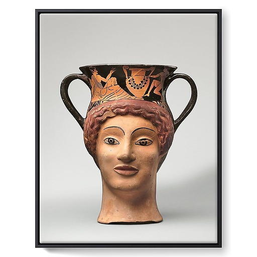 Canthare-vase plastique en forme de tête de femme à figures rouges (framed canvas)