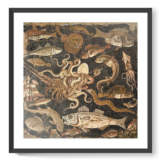 Mosaïque représentant une bataille entre une pieuvre et un homard (détail), IIe siècle avant J.-C. (affiches d'art encadrées)