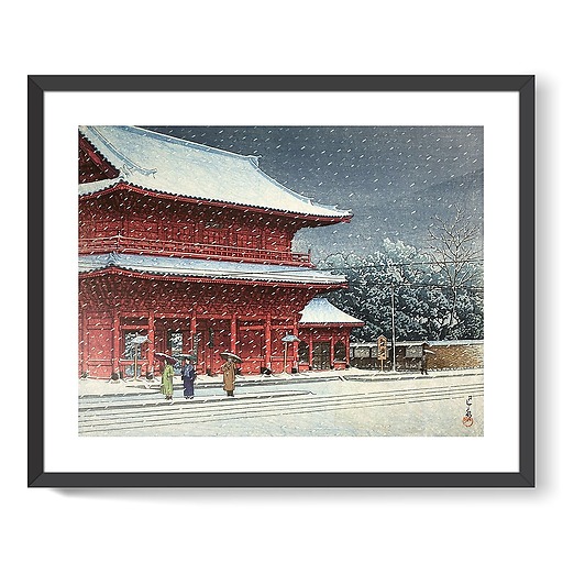 Neige sur le temple Zojoji, 1883-1957 (affiches d'art encadrées)