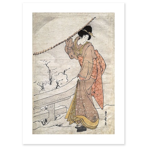 Femme au parapluie dans la neige, 1773-1828 (affiches d'art)