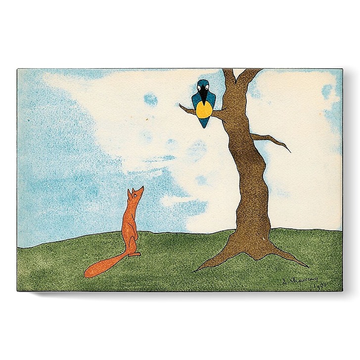Fables de La Fontaine, « Le corbeau et le renard », N°12, 1921 (stretched canvas)