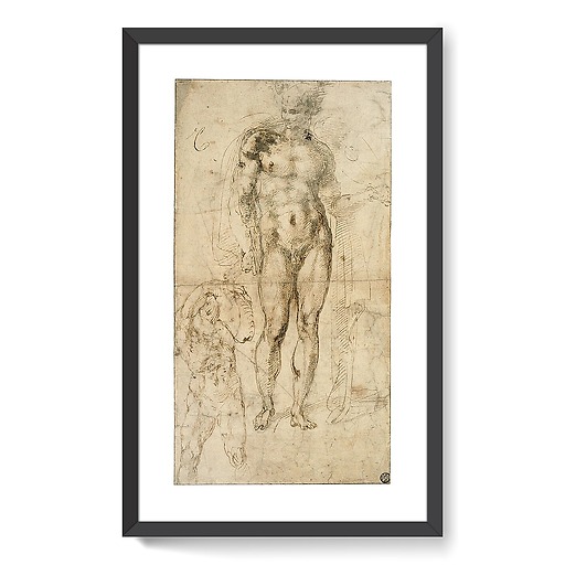 Mercure, inventeur de la lyre; homme nu portant un fardeau (affiches d'art encadrées)