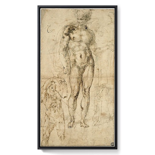 Mercure, inventeur de la lyre; homme nu portant un fardeau (framed canvas)
