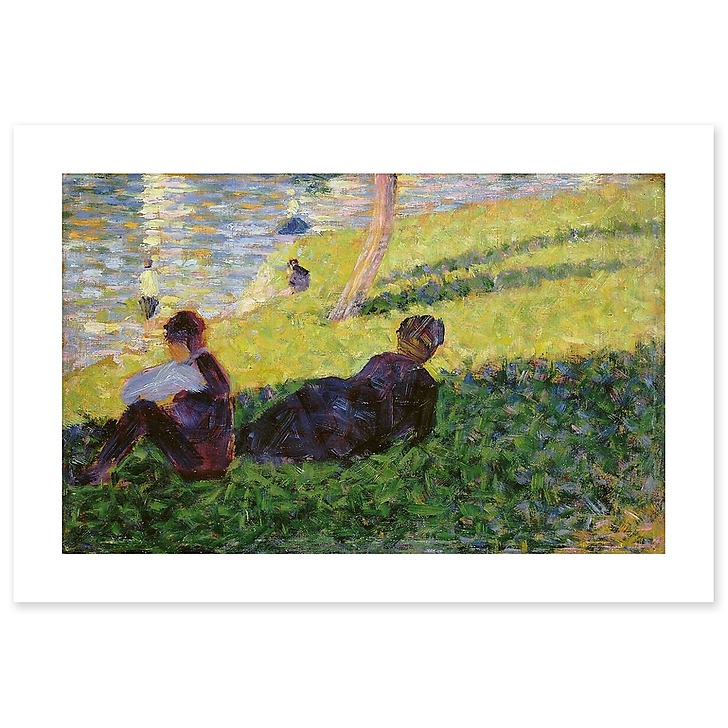 Paysage, homme assis, femme étendue, étude pour Un dimanche après-midi à l’île de la Grande Jatte (toiles sans cadre)