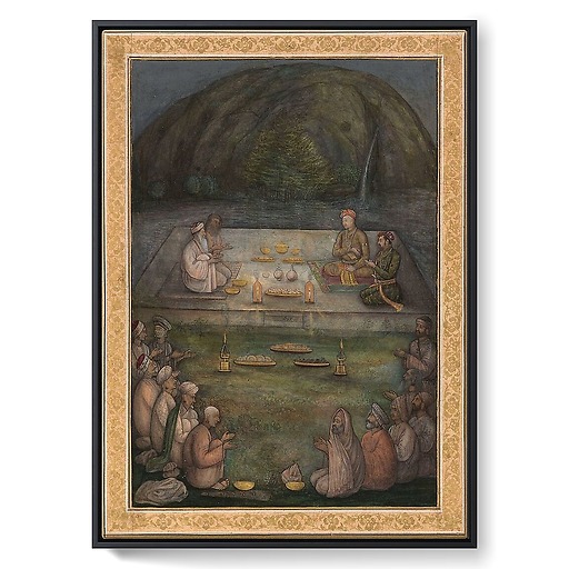 Les empereurs Akbar et Jahangir en compagnie de soufis et de yogis (framed canvas)