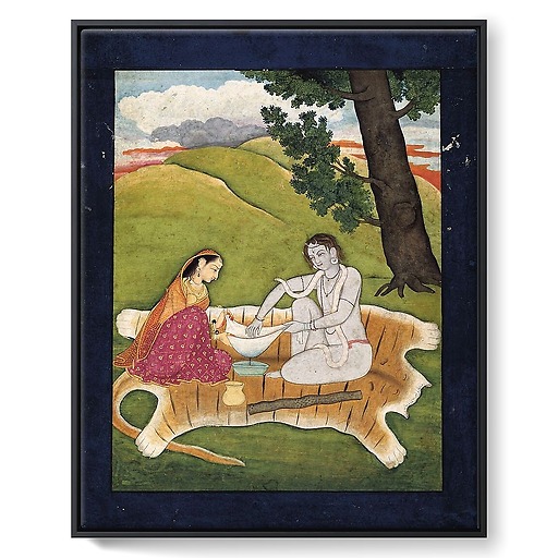 Shiva et Parvati préparant le bhang (framed canvas)