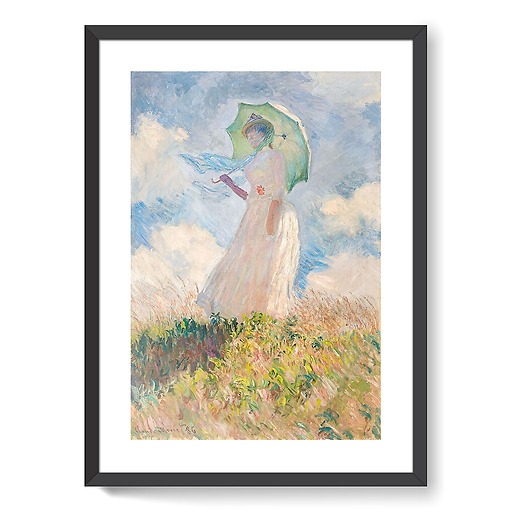 Essai de figure en plein air : femme à l’ombrelle tournée vers la gauche (framed art prints)