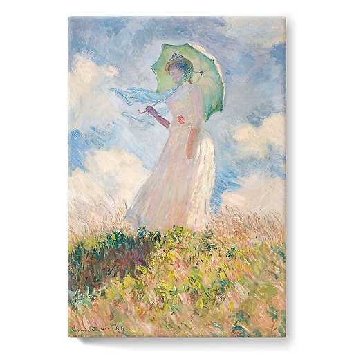 Essai de figure en plein air : femme à l’ombrelle tournée vers la gauche (stretched canvas)