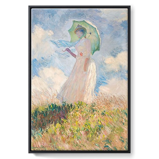 Essai de figure en plein air : femme à l’ombrelle tournée vers la gauche (framed canvas)