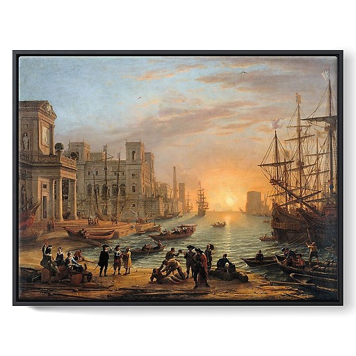 Port de mer au soleil couchant (framed canvas)