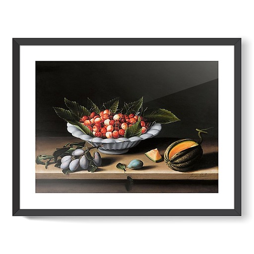 Coupe de cerises, prunes et melon (framed art prints)