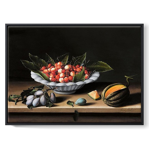 Coupe de cerises, prunes et melon (framed canvas)