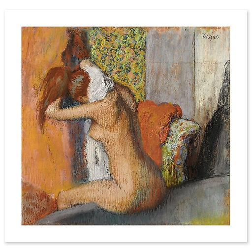Après le bain, femme nue s’essuyant la nuque (détail) (art prints)