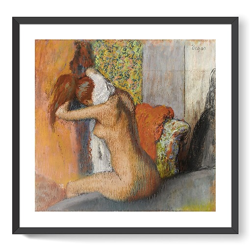 Après le bain, femme nue s’essuyant la nuque (détail) (affiches d'art encadrées)