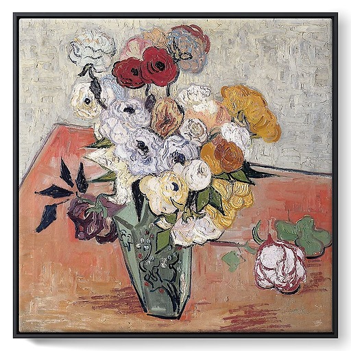 Roses et renoncules (framed canvas)