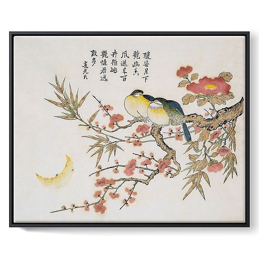 Série dite de Kaempfer : Bambou et camélias roses (framed canvas)