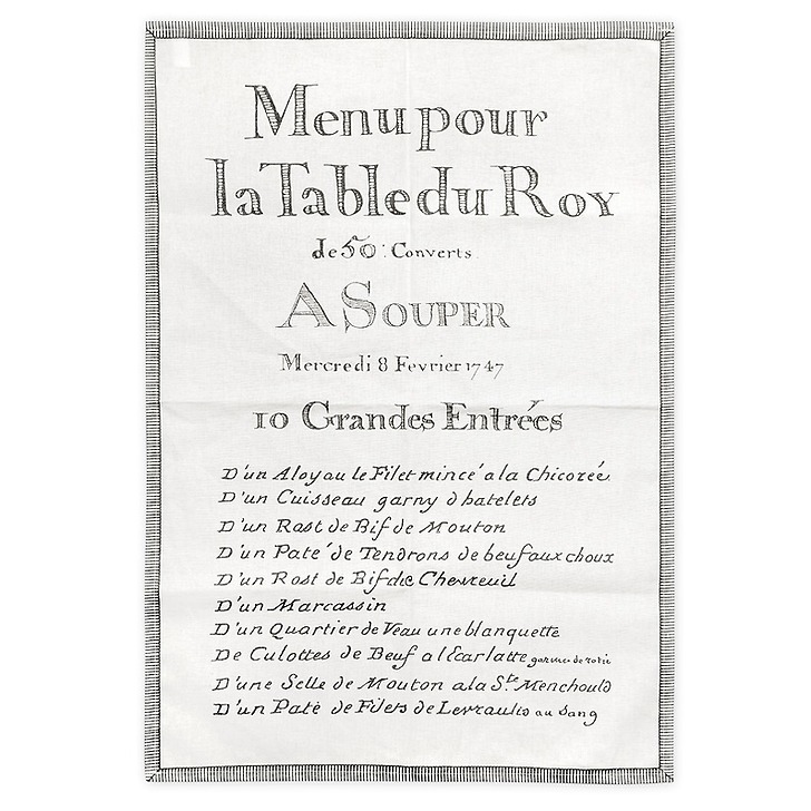 Torchon "10 Grandes entrées Menu du Roy"