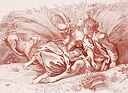 Sitting shepherd and shepherdess - Péquégnot after François Boucher