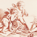Three "amours" with the attributes of the arts