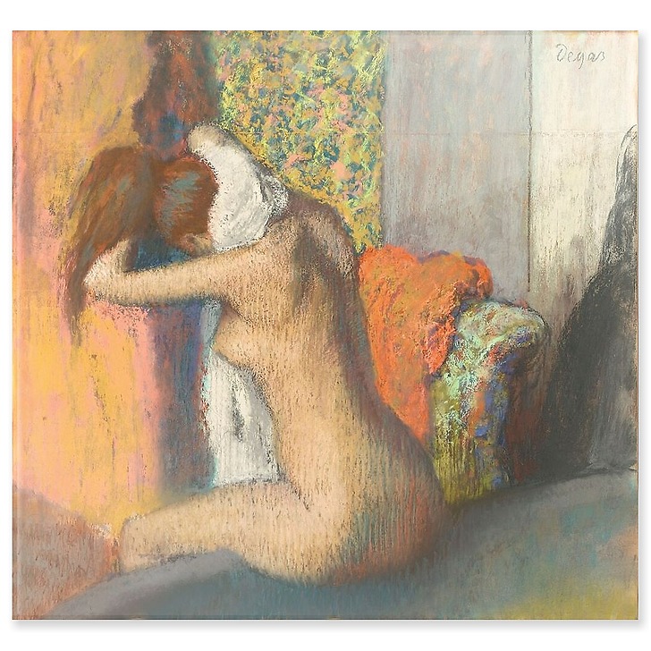 Après le bain, femme s'essuyant la nuque (panneaux acryliques)