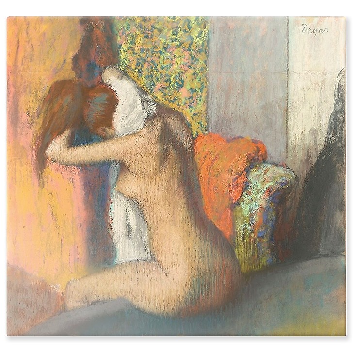 Après le bain, femme s'essuyant la nuque (panneaux aluminium)