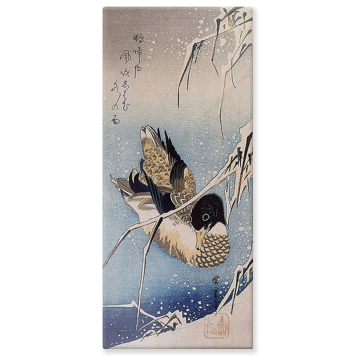 Mallard Duck and Snow-covered Reeds (aluminium panels)