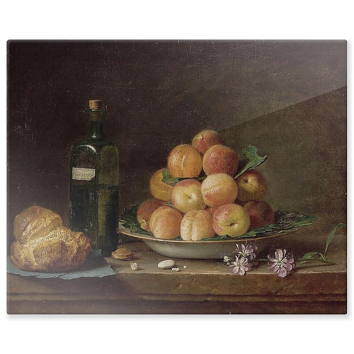 Nature morte aux pêches et à la brioche (panneaux aluminium)