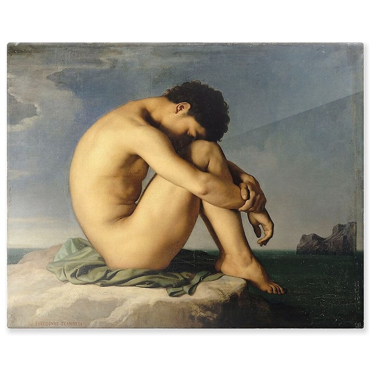 Nude Youth Sitting by the Sea (aluminium panels)
