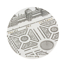"Turgot Map of Paris" Plate - Gold, Porcelain (Palais des Tuileries)