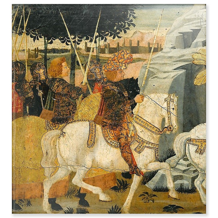 Panneau de cassone : combat de cavalerie sous les murs de Troie I/II (panneaux acryliques)