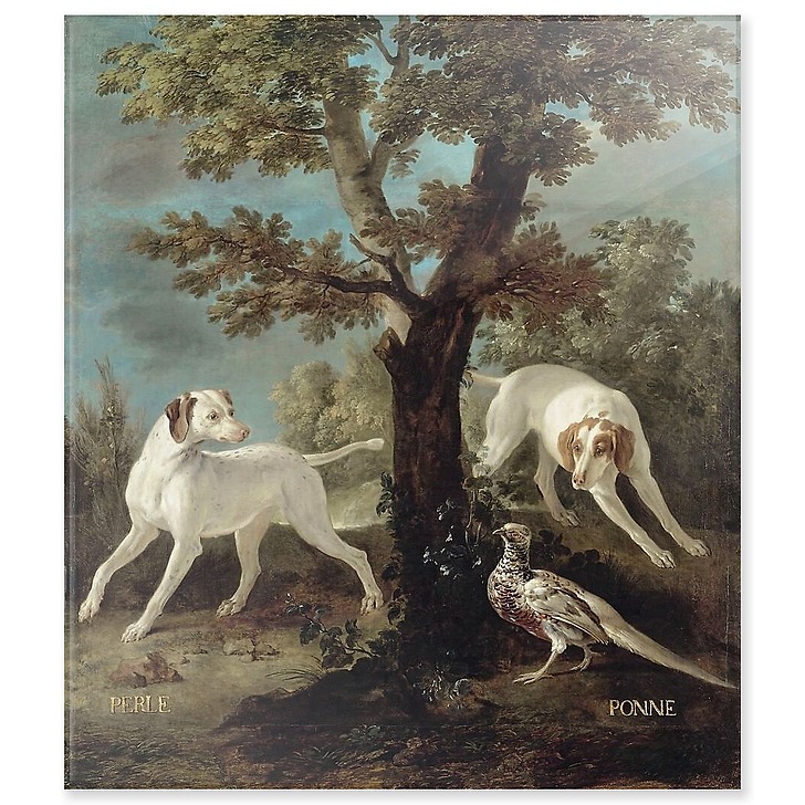 Perle and Ponne, dogs from the pack of Louis XV oudry (acrylic panels)