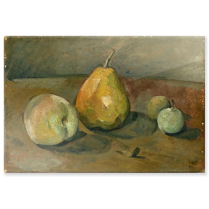 Still life, pear and green apples (aluminium panels)