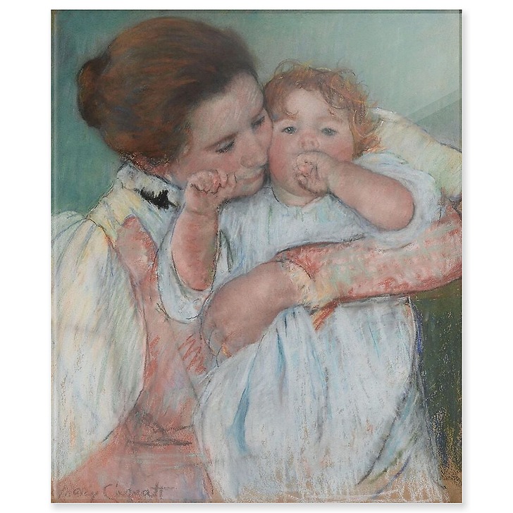 Mère et enfant sur fond vert ou Maternité (panneaux acryliques)
