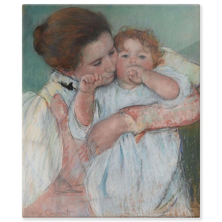 Mère et enfant sur fond vert ou Maternité (panneaux aluminium)